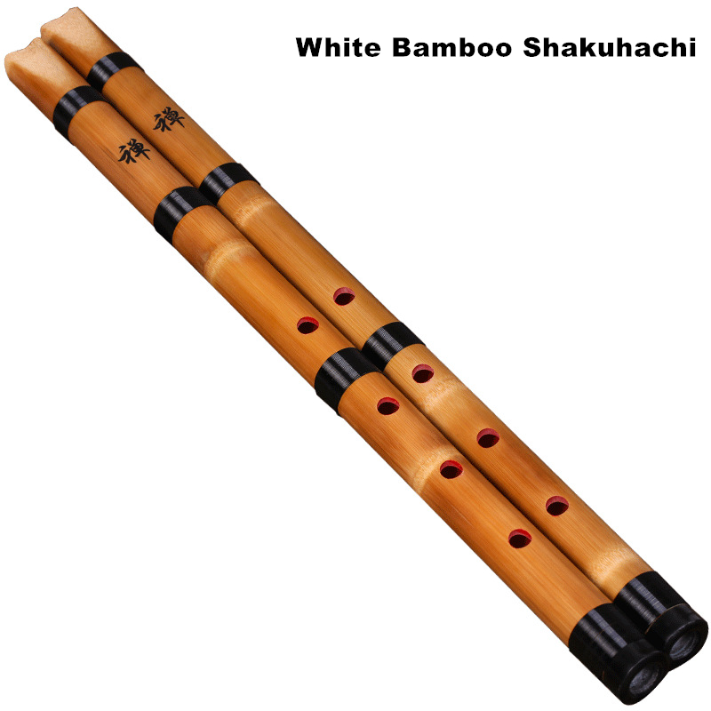 Musical Instrument Lute - El yapımı Doğal Beyaz Bambu Shakuhachi