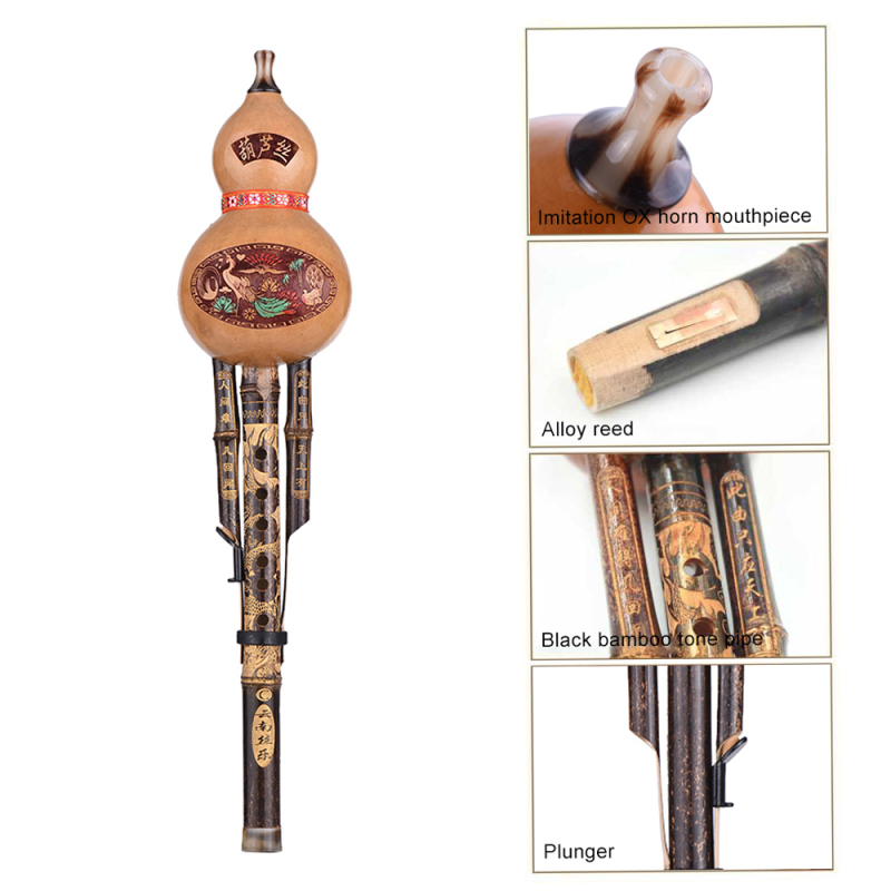 Çin el yapımı siyah bambu Hulu - Musical Instrument Lute incelemesi ve fiyatı