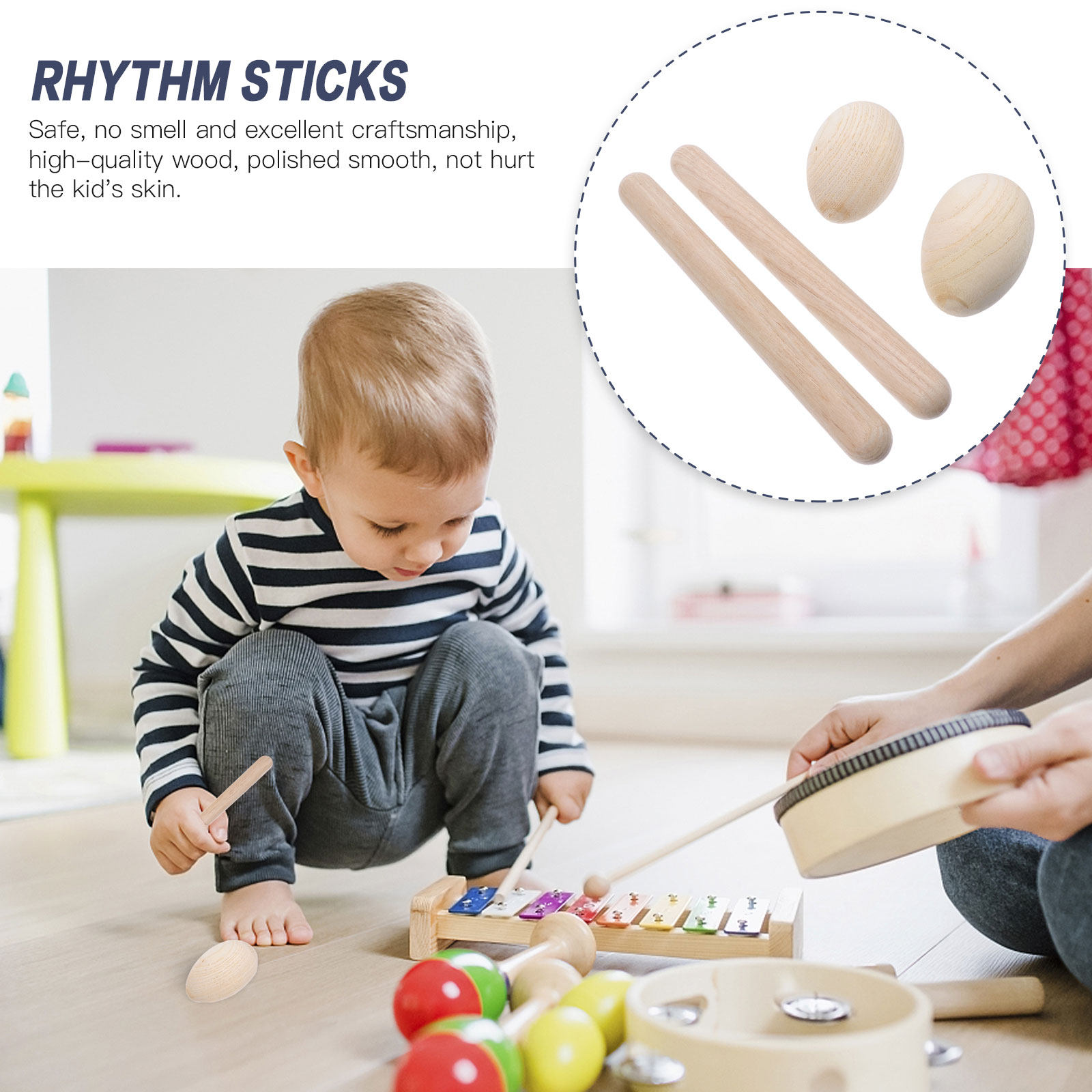 4 Adet Çocuklar İçin Ahşap Müz - Musical Instrument For Babies incelemesi ve fiyatı
